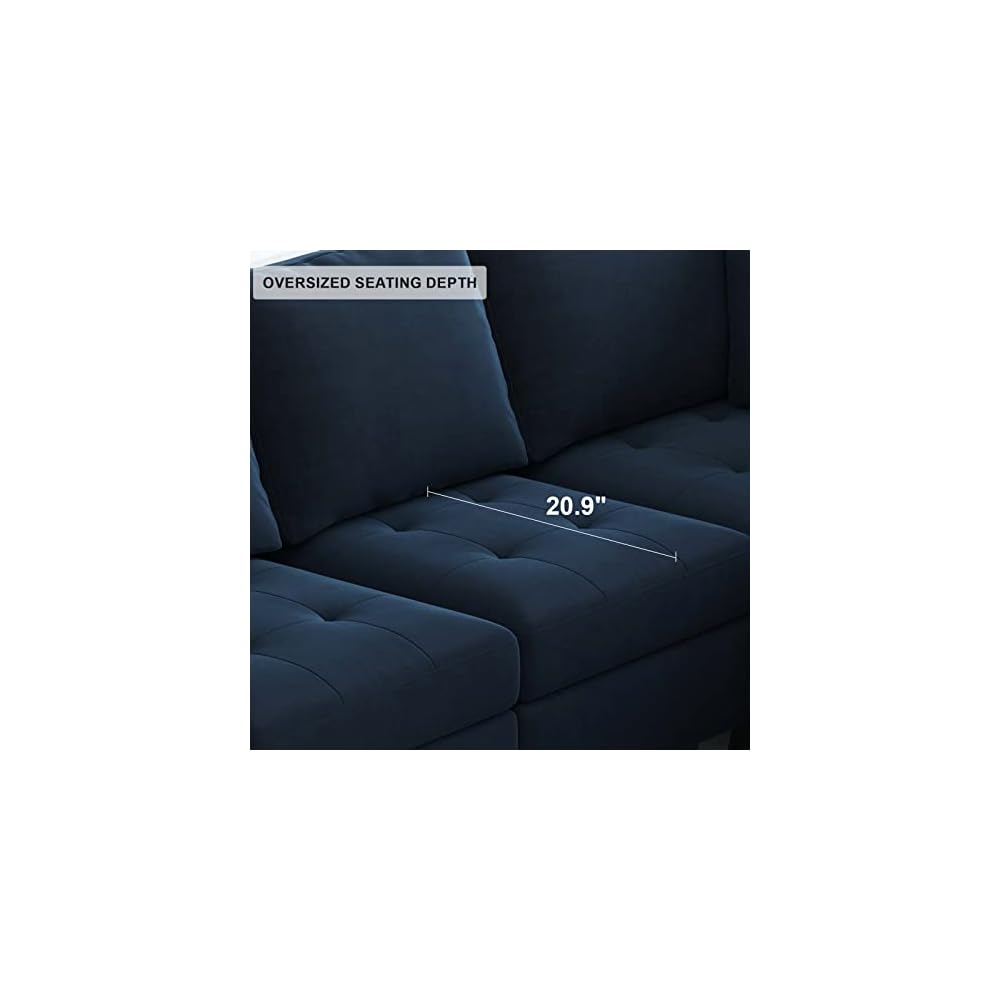 Belffin Velvet Single Seat Module for Modular Sectional Sofa Couch Accent Armless Sofa Couch Chair Modern Fabric Blue