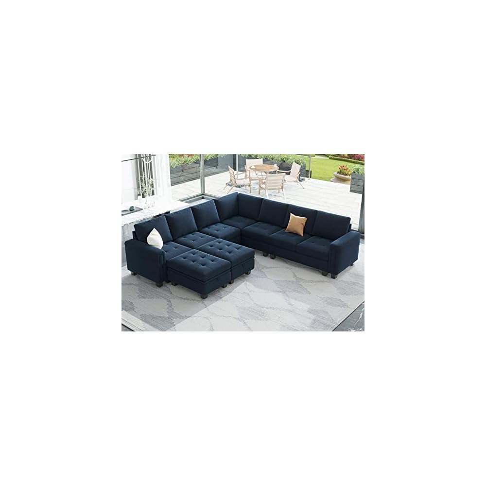 Belffin Velvet Single Seat Module for Modular Sectional Sofa Couch Accent Armless Sofa Couch Chair Modern Fabric Blue