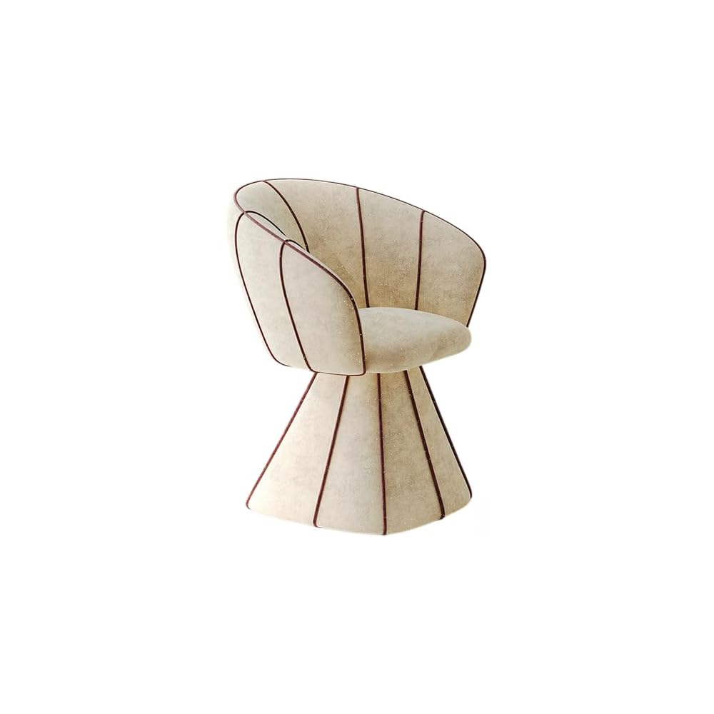 Modern Swivel Vanity Chair, Upholstered Petal Accent Chair for Makeup Desk, Cream Bouclé Dressing Chair with Backrest for Bedroom, Living Room, Salon Seating (White)