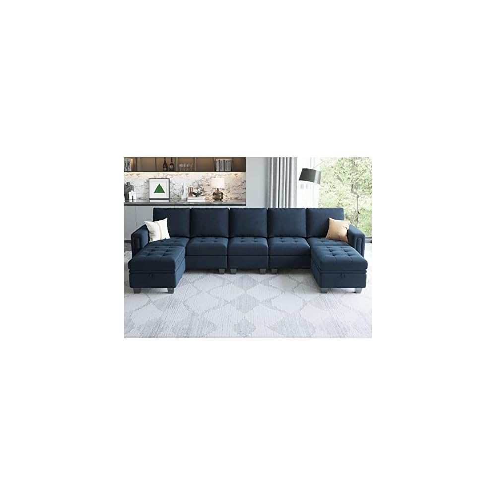 Belffin Velvet Single Seat Module for Modular Sectional Sofa Couch Accent Armless Sofa Couch Chair Modern Fabric Blue
