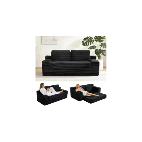 2-in-1 Convertible Folding Sofa Bed, 71" Black