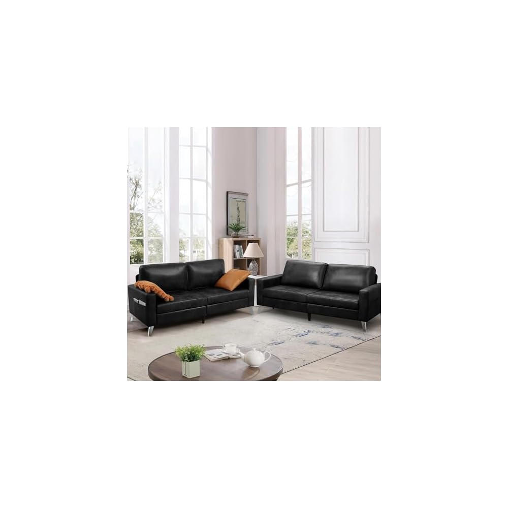 Esright 79" Faux Leather Couch for Living Room, Loveseat Small Sofa