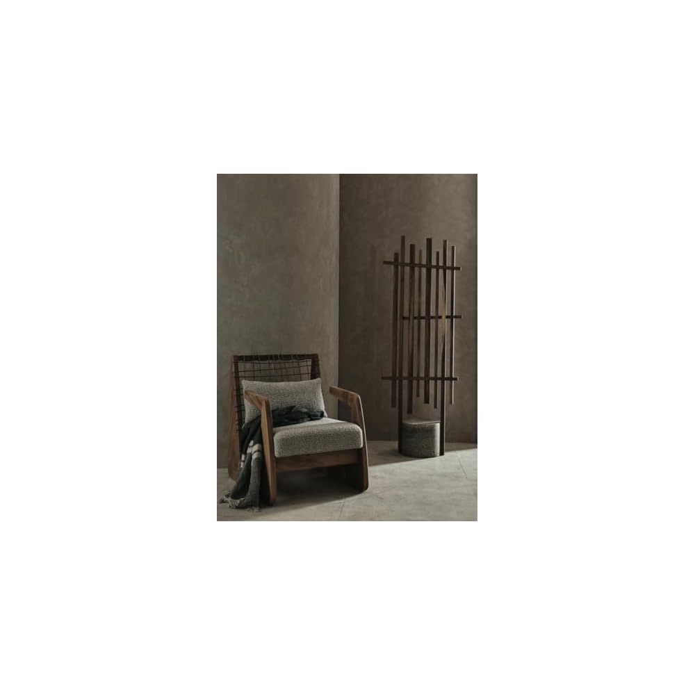 Modern Solid Wood Lounge Chair with Woven Back – Contemporary Accent Armchair with Cushioned Seat, Designer Relaxing Chair for Living Room Bedroom