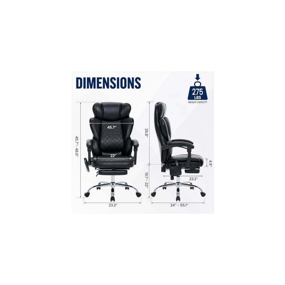 COLAMY Massage Office Chair with Foot Rest, 6 Points Vibration and Heat