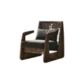 Modern Solid Wood Lounge Chair with Woven Back – Contemporary Accent Armchair with Cushioned Seat, Designer Relaxing Chair for Living Room Bedroom