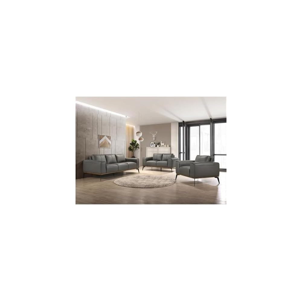Porter Designs Pietro Top Grain Leather Sofa - Gray