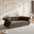Sleeper Sofa Bed 83.6", Velvet Pull Out Couch, Chesterfield Sofa, Brown